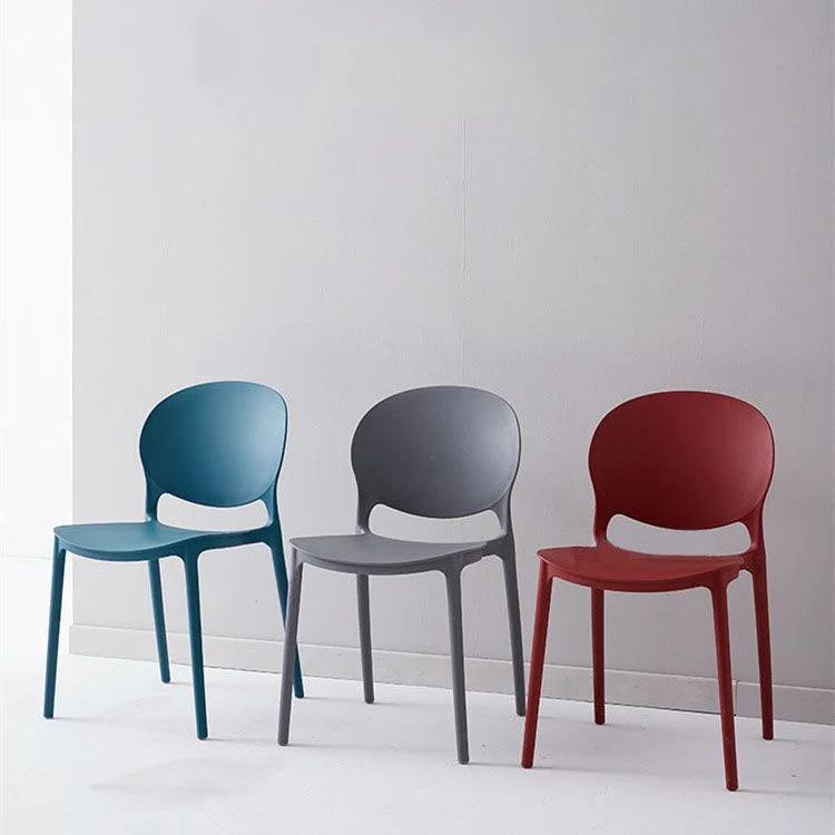Moderne stijl stapelbare plastic stoel eetkamerstoel met open achterkant (set van 4) Clearhalo