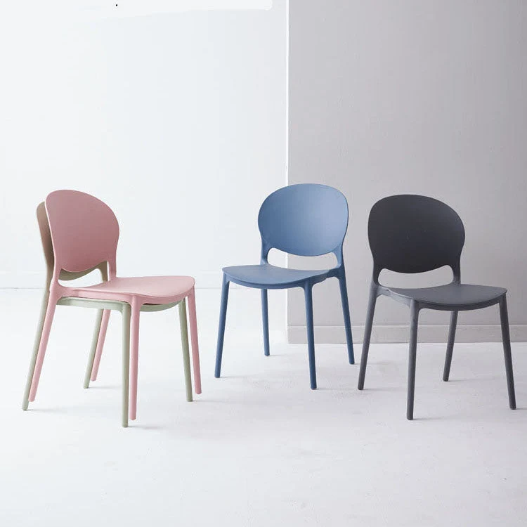 Moderne stijl stapelbare plastic stoel eetkamerstoel met open achterkant (set van 4) Clearhalo