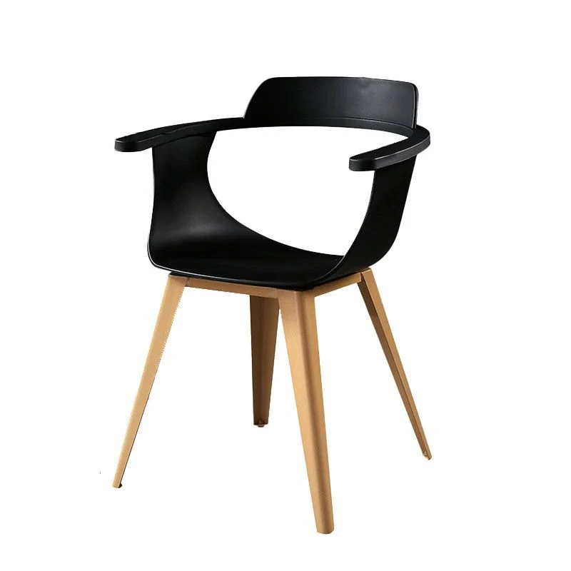 Moderne stoel met open achterkant, kunststof fauteuil met metalen onderstel voor eetkamer Clearhalo