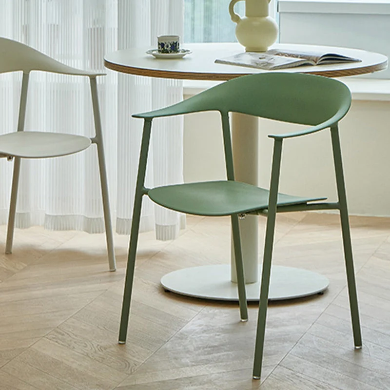 Moderne stoel met open achterkant, kunststof arm, binnenstoel met metalen onderstel Clearhalo