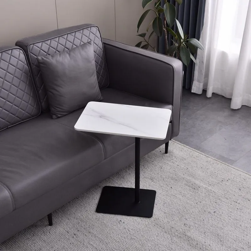 Moderne tafel van kunstmarmer met blad, 21,6 inch hoog voetstuk Clearhalo