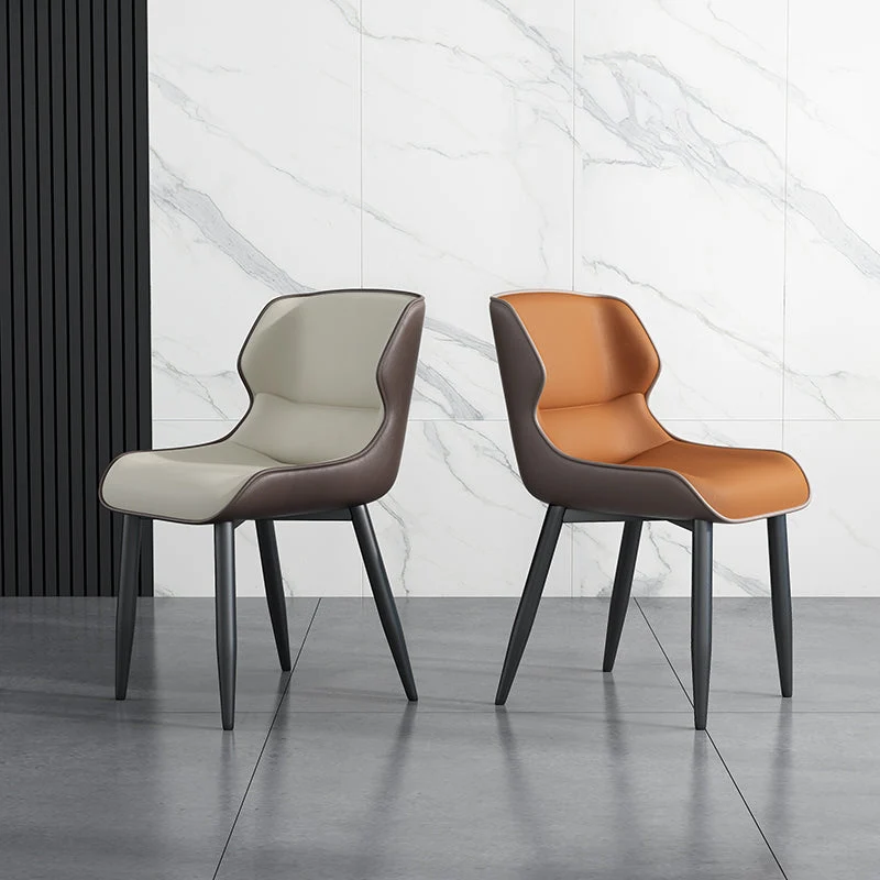 Moderne Wingback-bijzetstoel van imitatieleer zonder armleuningen Clearhalo