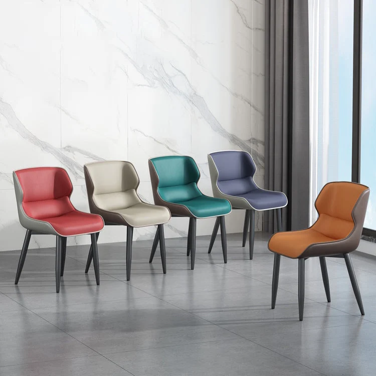 Moderne Wingback-bijzetstoel van imitatieleer zonder armleuningen Clearhalo