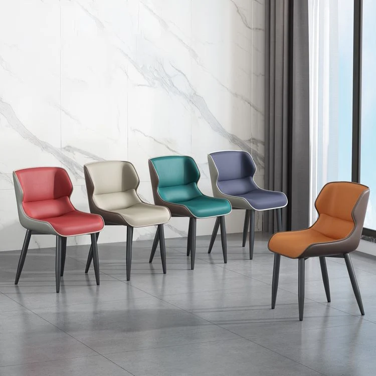 Moderne Wingback-bijzetstoel van imitatieleer zonder armleuningen Clearhalo