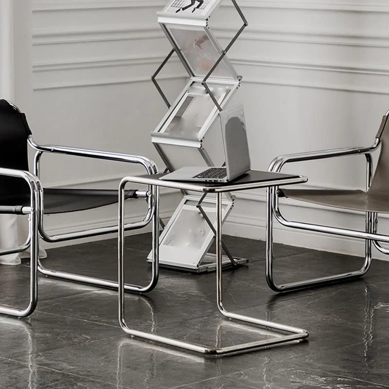 Modernistische hoektafel Houten rechthoekig blad C-basis bijzettafel Clearhalo