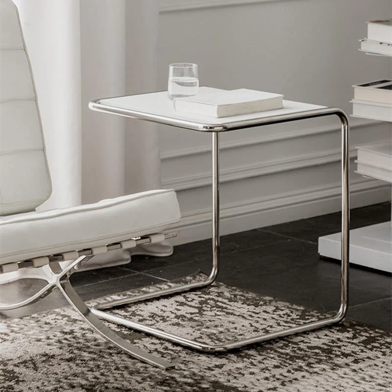 Modernistische hoektafel Houten rechthoekig blad C-basis bijzettafel Clearhalo