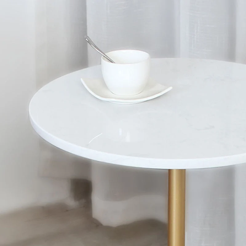 Modernistische voetstuk-bijzettafel Ronde bijzettafel met leistenen blad Clearhalo