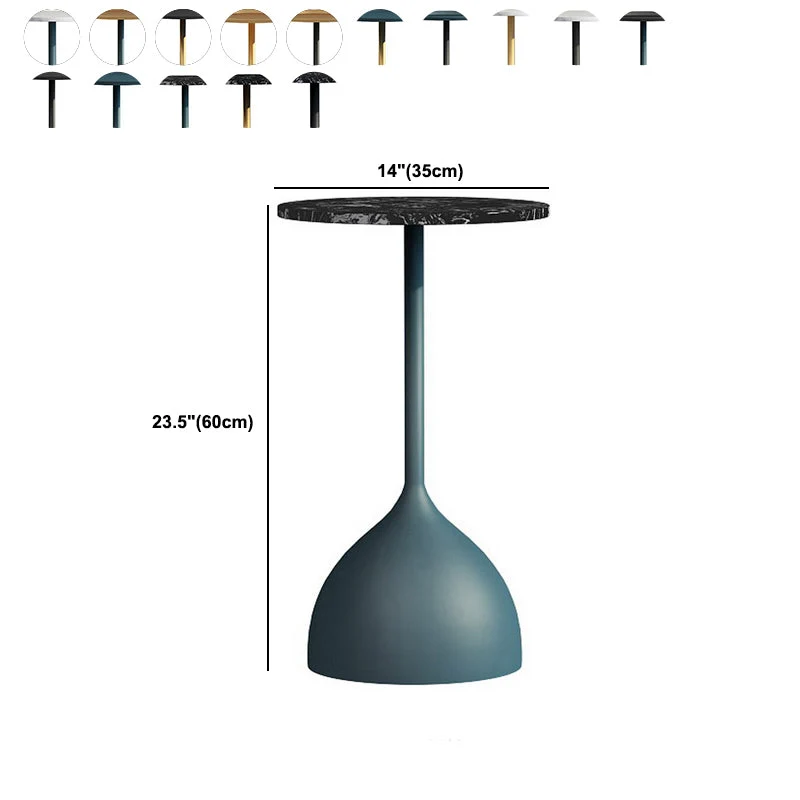 Modernistische voetstuk-bijzettafel Ronde bijzettafel met leistenen blad Clearhalo