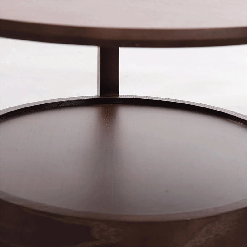 Modernistische woonkamer ronde massief houten bijzettafel met 1 lade en 3 poten Clearhalo