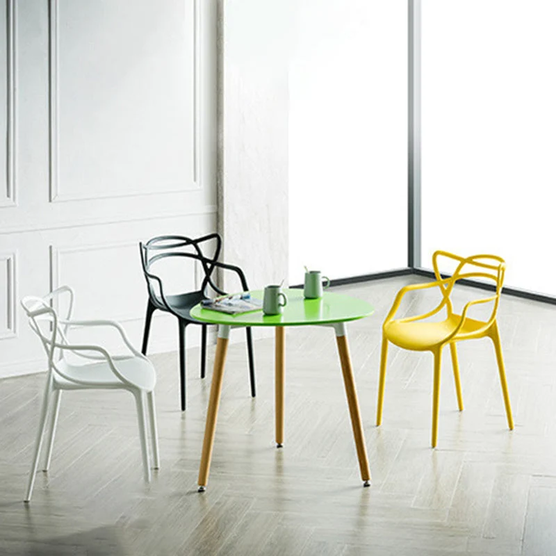 Nordic Arm-zijstoelen, stoelen met open rug en kunststof poten voor thuisgebruik Clearhalo