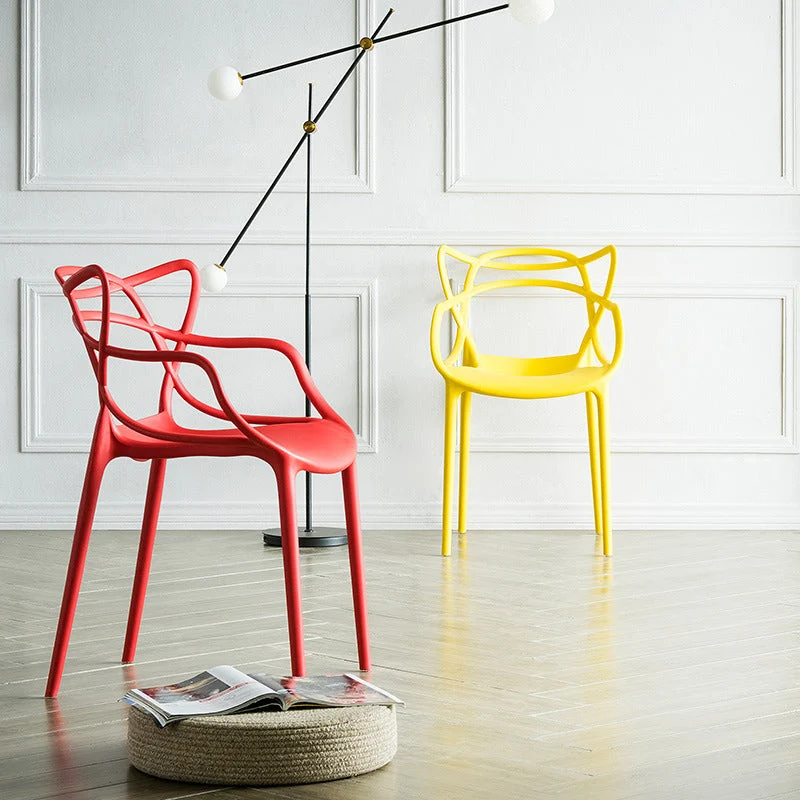 Nordic Arm-zijstoelen, stoelen met open rug en kunststof poten voor thuisgebruik Clearhalo