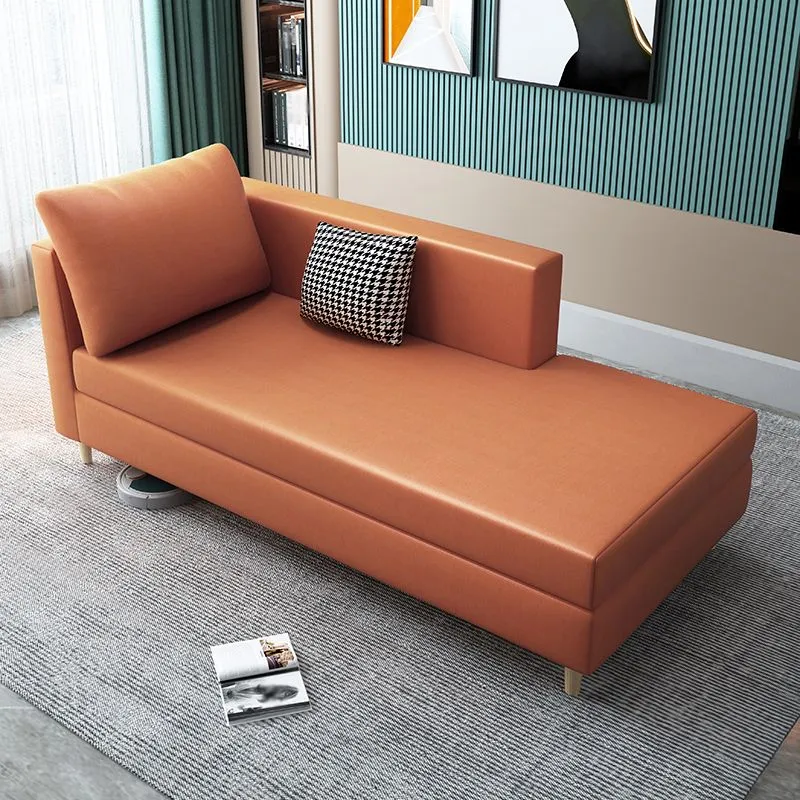 Nordic chaise longue met verzonken armen en kussens voor slaapkamer en woonkamer Clearhalo