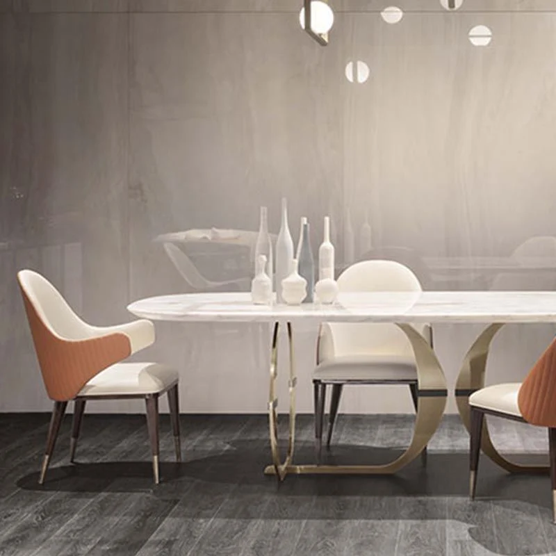 Nordic Glam Style Eetkamerstoel Armloze stoelen voor keuken met houten poten Clearhalo