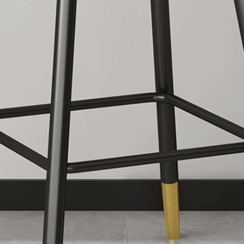 Nordic Iron Barkruk met lage rugleuning, eenvoudige hoge kruk voor binnen, rond gestoffeerd Clearhalo