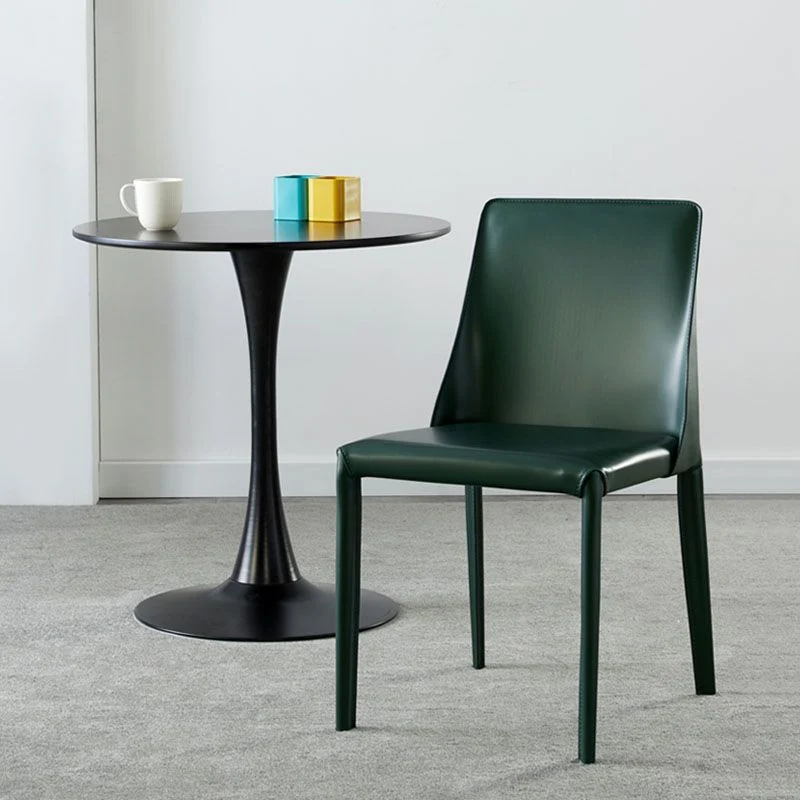 Ontwerperstijl lederen stoel met stevige achterkant, matte afwerking, thuiseetkamerstoel Clearhalo