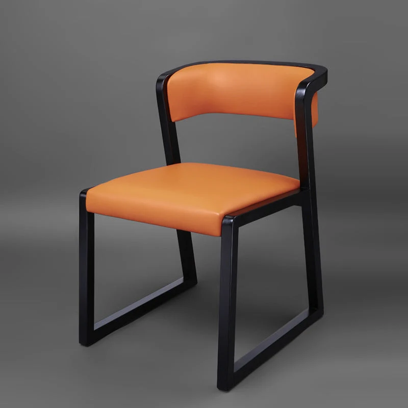 Open achterkant stoel industriële stijl PU lederen eetkamerstoelen voor thuis Clearhalo