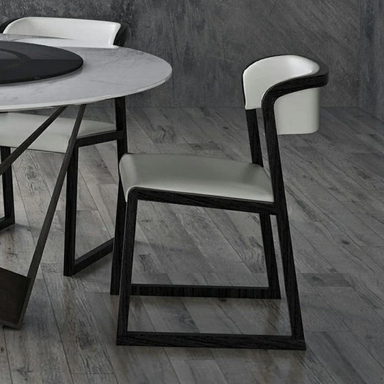 Open achterkant stoel industriële stijl PU lederen eetkamerstoelen voor thuis Clearhalo