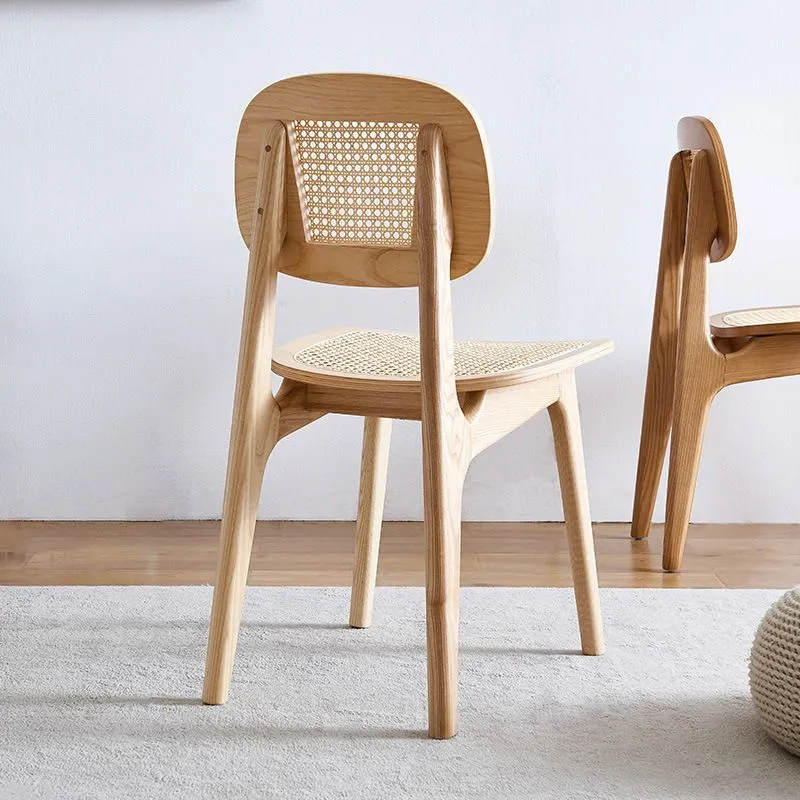 Open achterzijstoel Scandinavisch design houten eetkamerstoelen Clearhalo