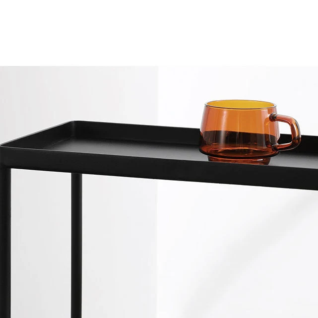 Rechthoekige bijzettafel van glas/metaal, 70 cm hoog, bijzettafel met 4 poten en plank Clearhalo
