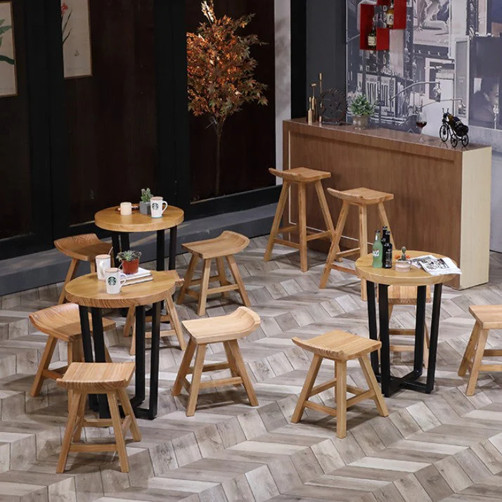 Restaurant Moderne Eenvoudige Barkruk Houten 4 Poten Barkruk met Pedaal Clearhalo