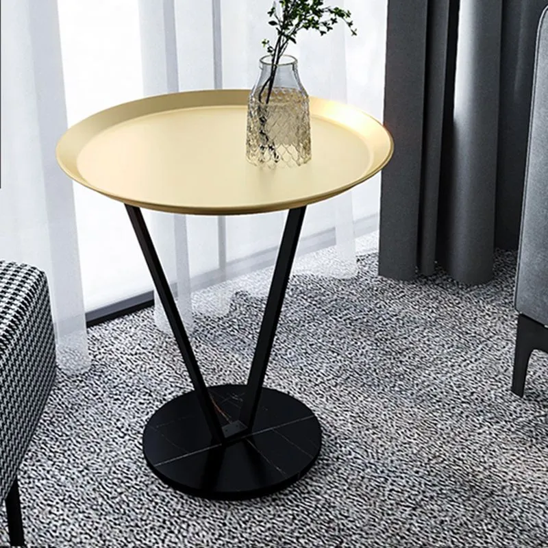 Ronde bijzettafel met leistenen blad, eigentijdse frame-bijzettafel Clearhalo