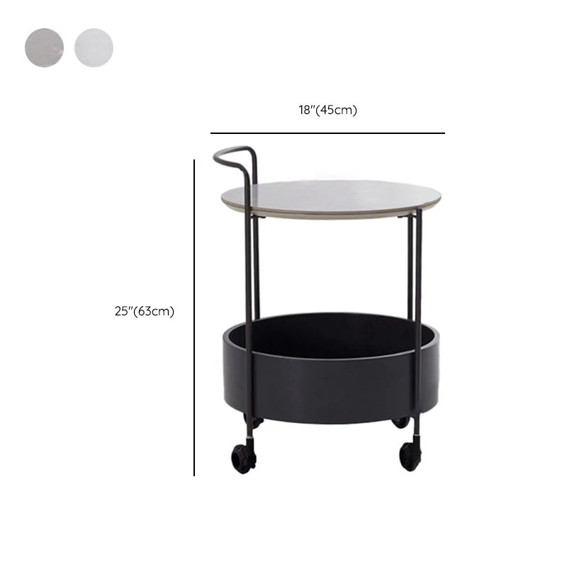 Ronde bijzettafel van keramiek, 60 cm hoge bijzettafel met ijzeren onderstel en plank Clearhalo
