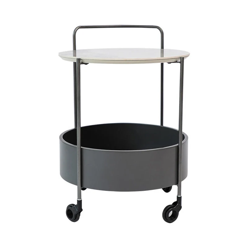 Ronde bijzettafel van keramiek, 60 cm hoge bijzettafel met ijzeren onderstel en plank Clearhalo