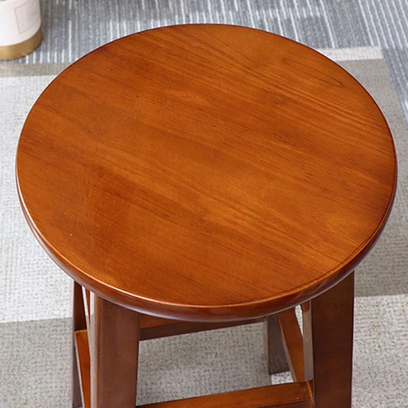 Ronde hoge stoel van massief hout met rugleuning, industriële houten tegenstoel met 4 poten Clearhalo