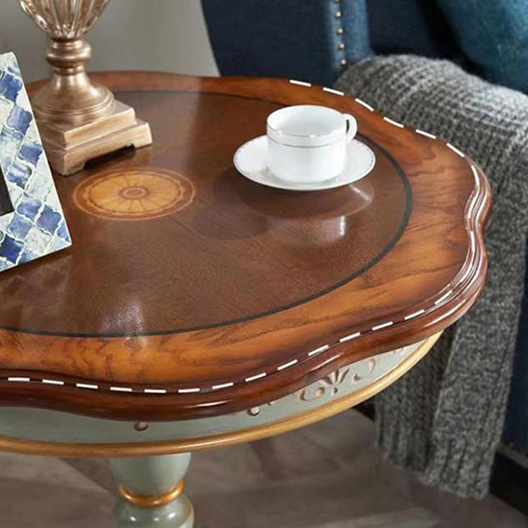 Ronde massief houten tafel traditionele stijl met bijzettafel met 3 poten Clearhalo