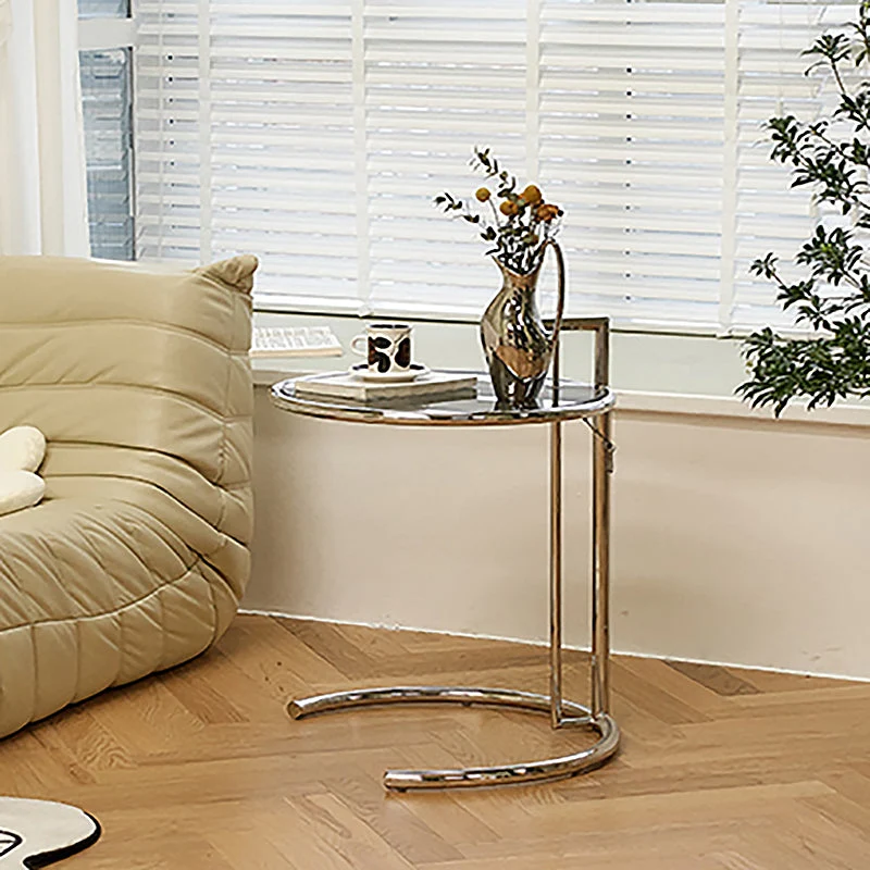Ronde metalen C-bijzettafel Eigentijdse ronde bijzettafel met glazen blad Clearhalo