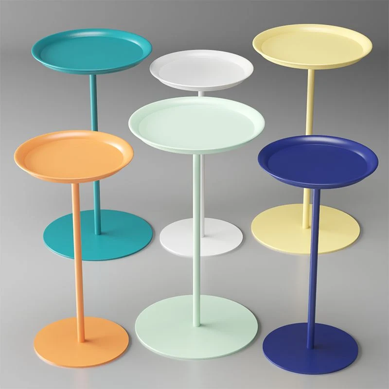 Ronde metalen tafel met voetstuk en bijzettafel middeleeuwse moderne stijl Clearhalo