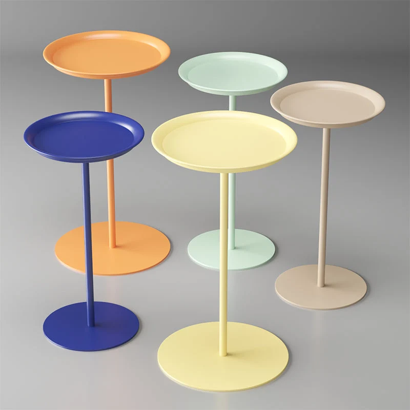 Ronde metalen tafel met voetstuk en bijzettafel middeleeuwse moderne stijl Clearhalo