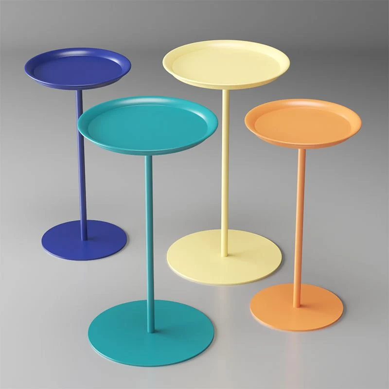 Ronde metalen tafel met voetstuk en bijzettafel middeleeuwse moderne stijl Clearhalo
