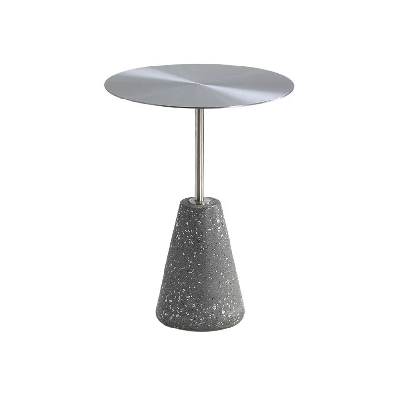 Ronde metalen tafel middeleeuwse moderne stijl en bijzettafel met stenen voetstuk Clearhalo