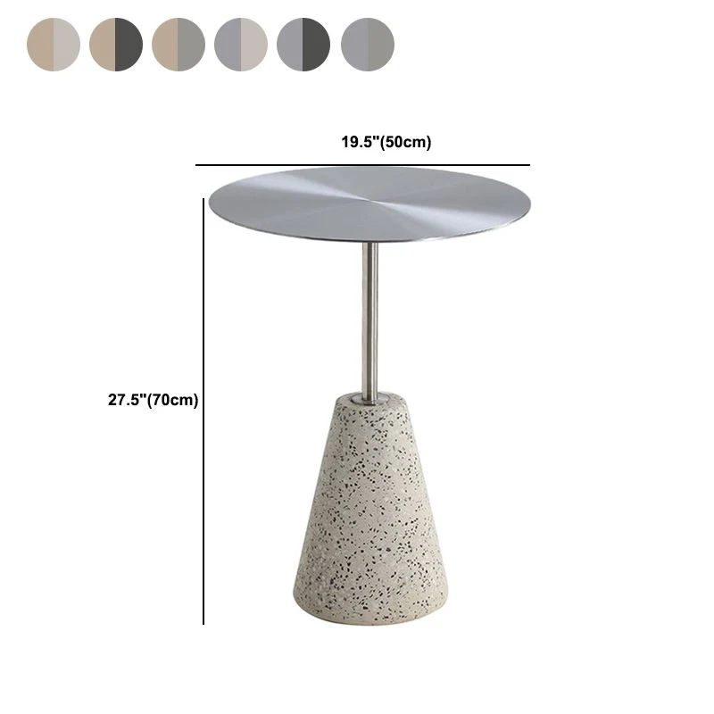 Ronde metalen tafel middeleeuwse moderne stijl en bijzettafel met stenen voetstuk Clearhalo