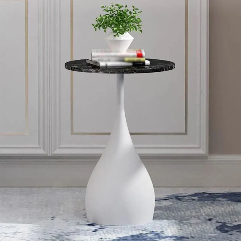 Ronde metalen/marmeren bijzettafel en 13,78"/15,75" brede bijzettafel op voetstuk Clearhalo