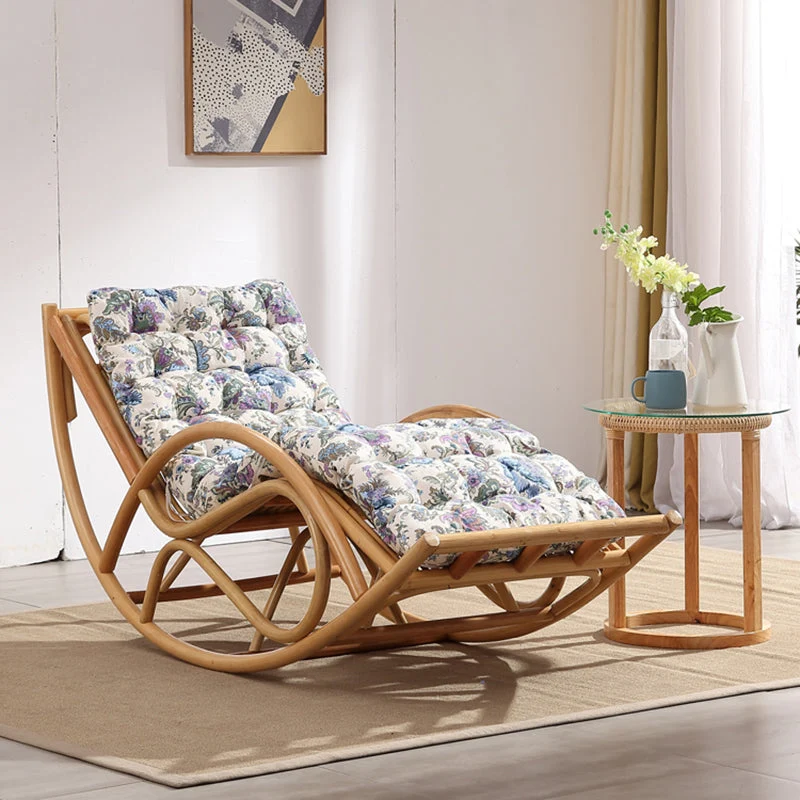 Rotan antieke schommelstoel 27,6" x 66,9" x 35,4" schommelstoel hoge rug voor woonkamer Clearhalo