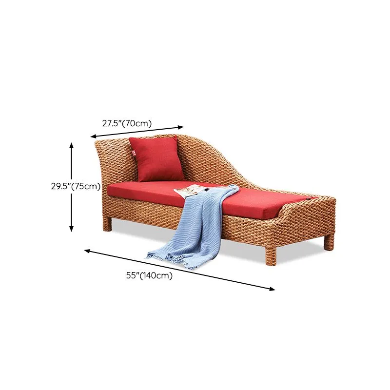 Rotan Chaise Lounge Chair Gestoffeerde Chaise met één arm Clearhalo