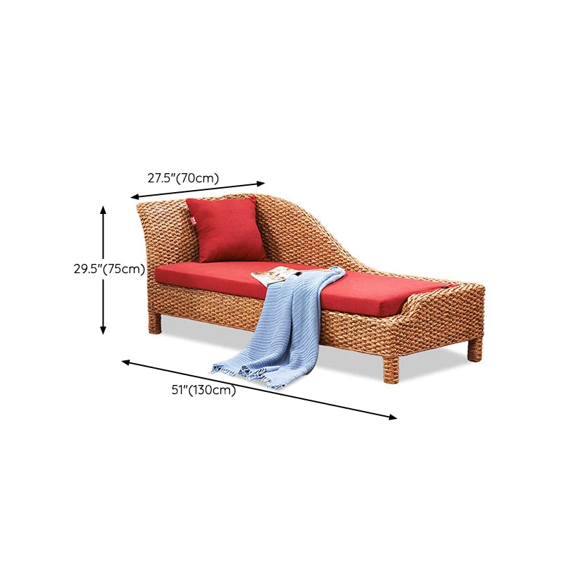 Rotan Chaise Lounge Chair Gestoffeerde Chaise met één arm Clearhalo