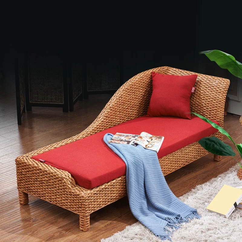 Rotan Chaise Lounge Chair Gestoffeerde Chaise met één arm Clearhalo