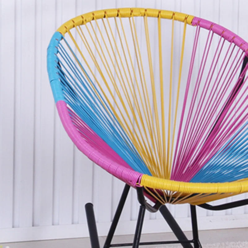 PE Rotan Ijzeren Basis Luie Fauteuil Vrijetijdslounge Schommelstoel Clearhalo
