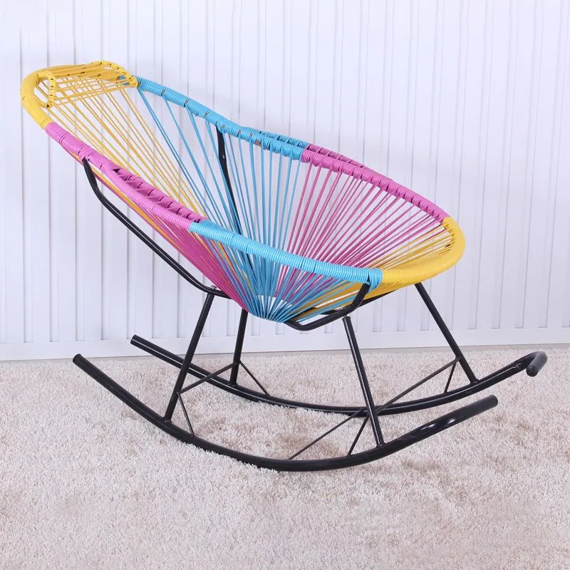PE Rotan Ijzeren Basis Luie Fauteuil Vrijetijdslounge Schommelstoel Clearhalo