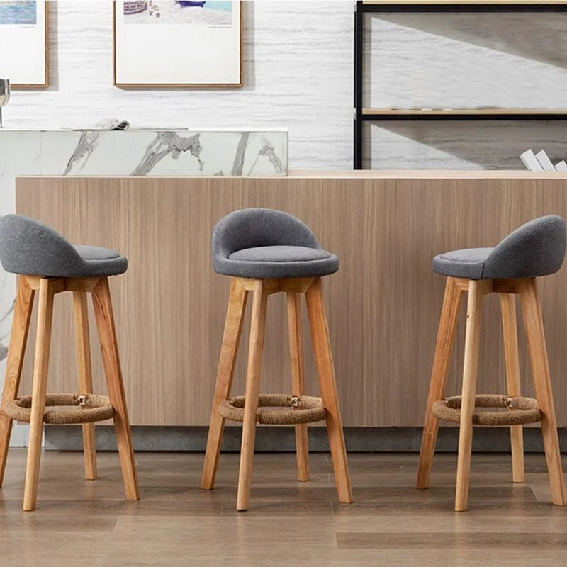 Rubberwood massief houten barkruk, binnen gestoffeerde draaibare barkruk Clearhalo