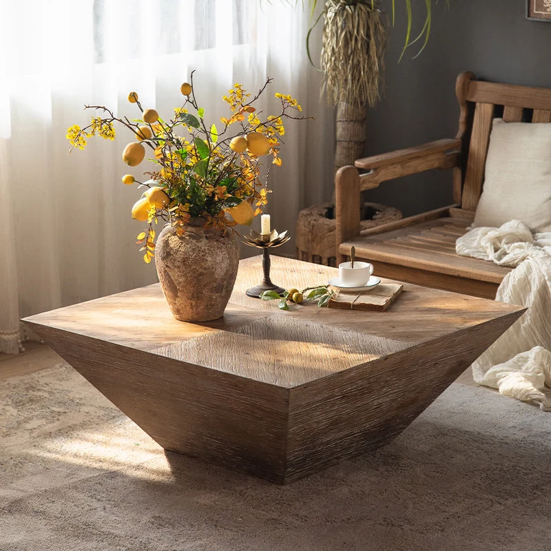 Rustieke hoektafel massief hout bruin accent bijzettafel voor woonkamer Clearhalo