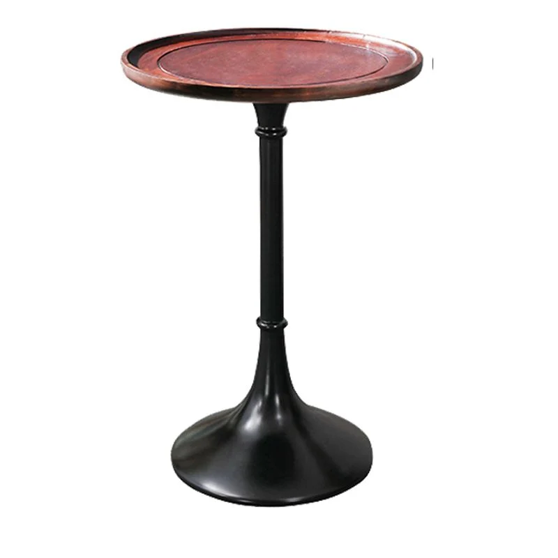 Rustieke houten ronde bijzettafel met dienblad en 25,5"/27,5" hoge bijzettafel op voetstuk Clearhalo