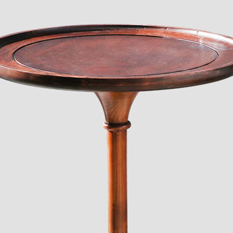 Rustieke houten ronde bijzettafel met dienblad en 25,5"/27,5" hoge bijzettafel op voetstuk Clearhalo