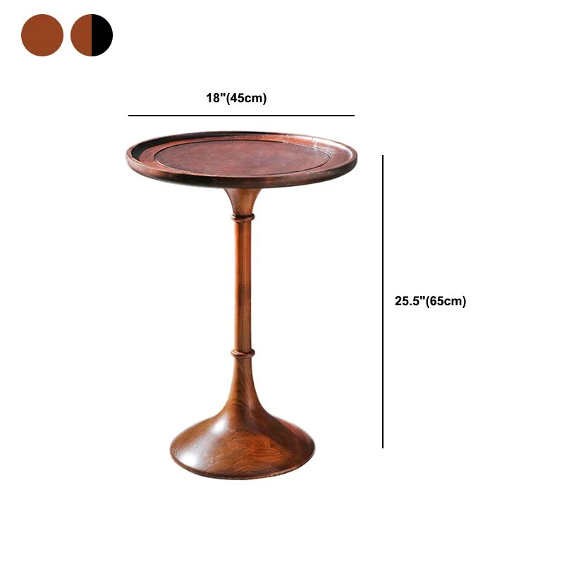 Rustieke houten ronde bijzettafel met dienblad en 25,5"/27,5" hoge bijzettafel op voetstuk Clearhalo