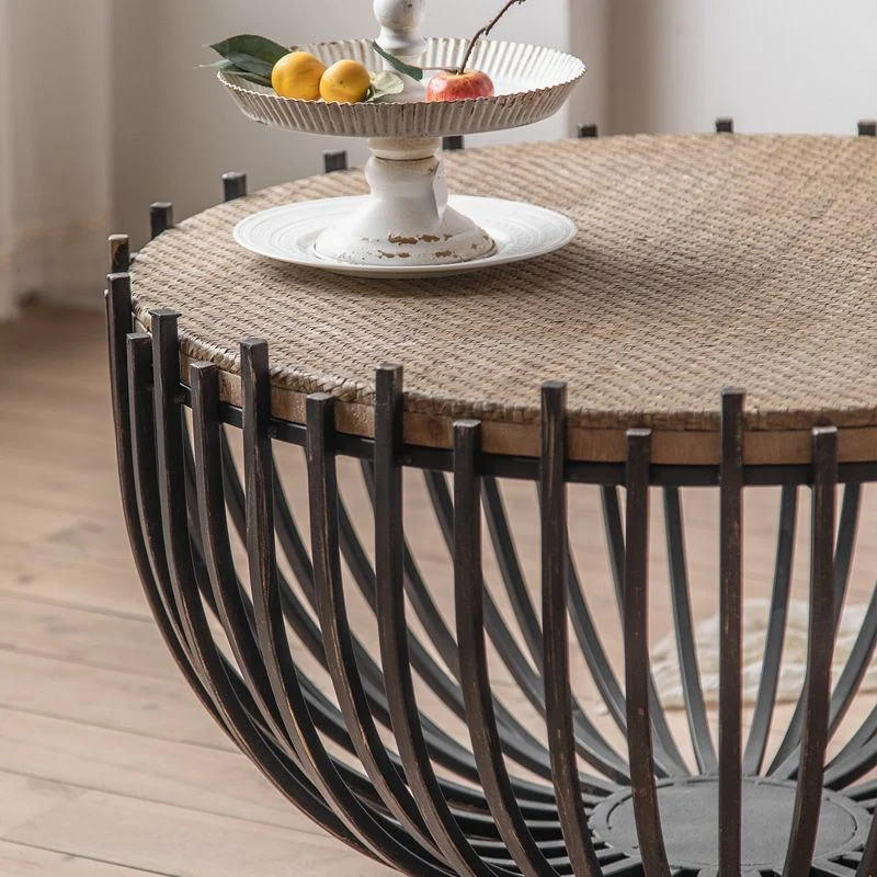 Rustieke massief houten bijzettafel, ronde accentbijzettafel verweerde afwerking Clearhalo