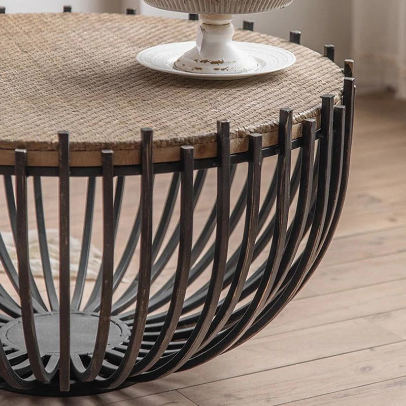 Rustieke massief houten bijzettafel, ronde accentbijzettafel verweerde afwerking Clearhalo