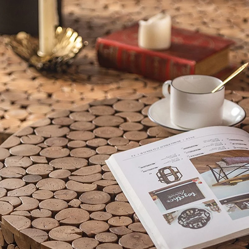 Rustieke massief houten bijzettafel Verouderde houten ronde en vierkante bijzettafel Clearhalo